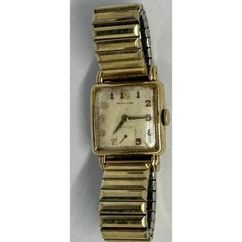 Hamilton 747 Watch Vintage 10K Gold Plated Not Working Womens Speidel‎ Band 26MM
